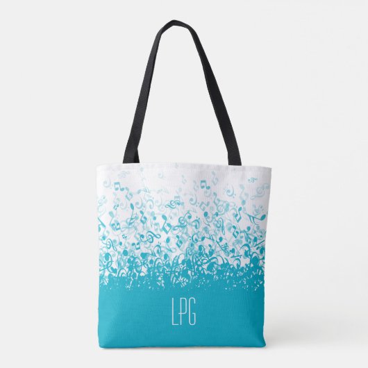 Monogram Raining Muzieknoten Aqua Tote Bag (Achterkant)