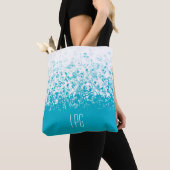 Monogram Raining Muzieknoten Aqua Tote Bag (Dichtbij)