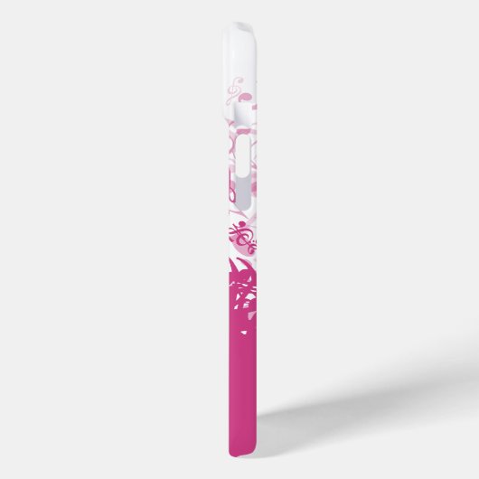 Monogram Raining Muzieknoten Fuchsia Pink Case-Mate iPhone Case (Achterkant / Links)