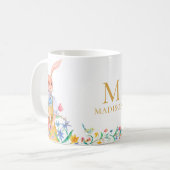 Monogram rampenstookolie konijnenbloem koffiemok (Voorkant links)