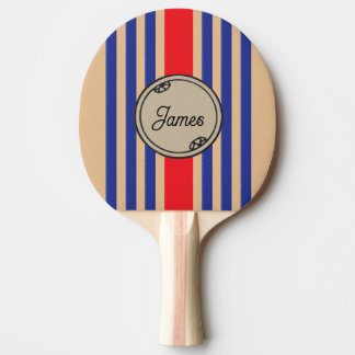 Monogram rand aangepaste voornaam sportieve strepe tafeltennisbatje