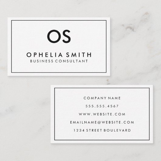 Monogram Rand Minimalistisch Visitekaartje (Voorkant / Achterkant)