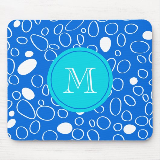 Monogram Random Big Stippen Blue en White Pattern Muismat (Voorkant)