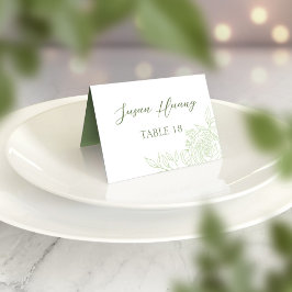 Monogram Ranunculus Wedding Place Card Kaart