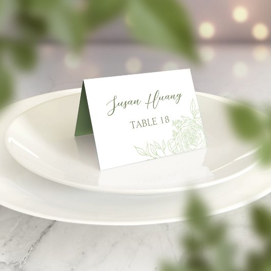 Monogram Ranunculus Wedding Place Card Kaart