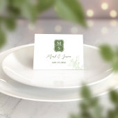 Monogram Ranunculus Wedding Place Card Kaart