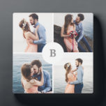 Monogram raster Collage Foto Fotoplaat<br><div class="desc">Een aangepaste fotoplak is een mooie manier om je familiefoto's weer te geven.</div>