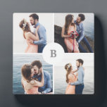 Monogram raster Collage Foto Fotoplaat<br><div class="desc">Een aangepaste fotoplak is een mooie manier om je familiefoto's weer te geven.</div>