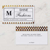 Monogram raster (goudvlokken witte polka-stippen) visitekaartje (Voorkant / Achterkant)