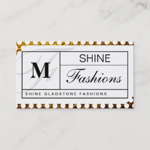 Monogram raster (goudvlokken witte polka-stippen) visitekaartje