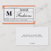 Monogram raster (perzik) visitekaartje (Voorkant / Achterkant)