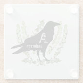 Monogram Raven Spirit Animal Totem Glazen Onderzetter (Achterkant)