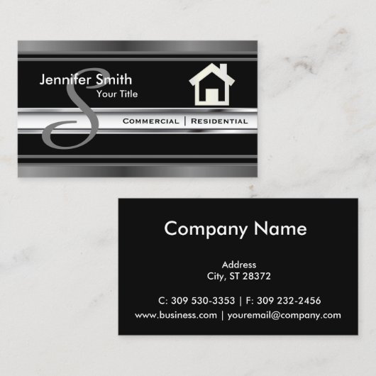 Monogram Real Estate Professional Agent Visitekaartje (Voorkant / Achterkant)