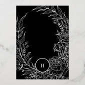 Monogram  Real Gold Wreath Wedding Folie Uitnodiging (Achterkant)