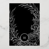 Monogram Real Gold Wreath Wedding Folie Uitnodiging (Achterkant)