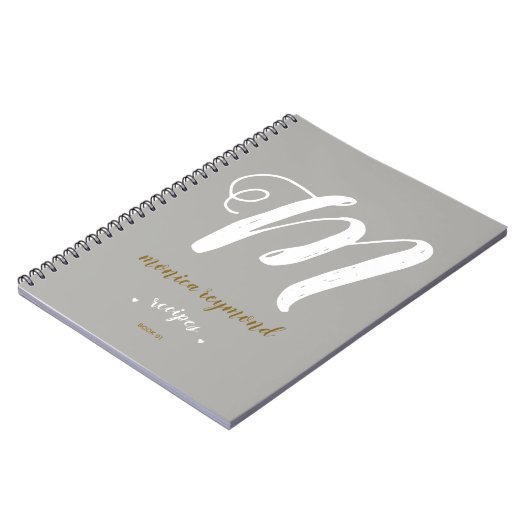Monogram receptenboek voor de chef-kok . Grijs Notitieboek (Linkerzijde)