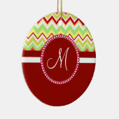 Monogram Red Aztec Andes Tribal Chevron Zig Zags Keramisch Ornament (Rechts)