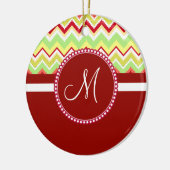 Monogram Red Aztec Andes Tribal Chevron Zig Zags Keramisch Ornament (Links)