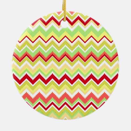 Monogram Red Aztec Andes Tribal Chevron Zig Zags Keramisch Ornament (Achterkant)