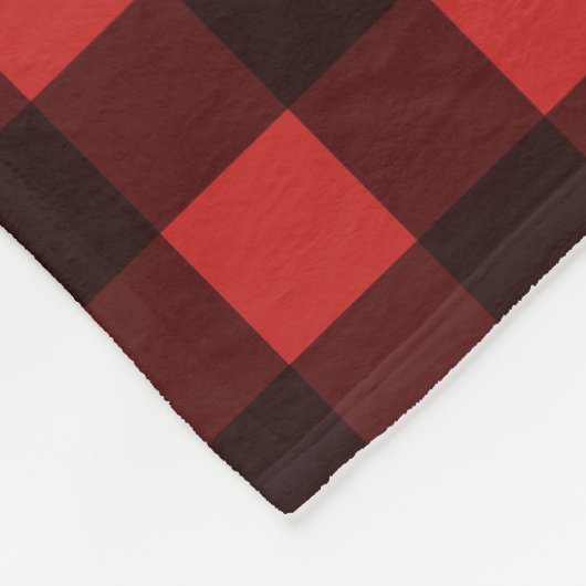 Monogram Red Black Buffalo Aangepaste naam Fleece Deken (Hoek)