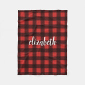 Monogram Red Black Buffalo Aangepaste naam Fleece Deken (Voorkant)