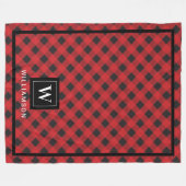Monogram Red Black Buffalo Fleece Deken (Voorkant (Horizontaal))