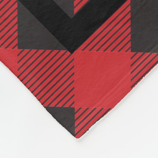 Monogram Red Black Buffalo Fleece Deken (Hoek)