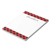Monogram Red Black Cute Chic Polka Dot Patroon Notitieblok (Linkerzijde)