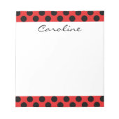 Monogram Red Black Cute Chic Polka Dot Patroon Notitieblok (Voorkant)