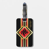 Monogram Red Black en Faux Gold met IF LOST info Bagagelabel (Achterkant verticaal)