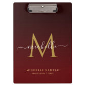 Monogram Red Black Gold Calligraphy Personalized Klembord (Voorkant)