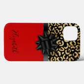 Monogram Red Black Gold leopard Print Bow Trendy Case-Mate iPhone Case (Achterkant (horizontaal))