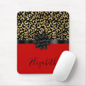 Monogram Red Black Gold leopard Print Bow Trendy Muismat (Met muis)