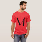 Monogram Red Black Modern Voeg Jouw naam Initiaal  T-shirt (Voorkant volledig)