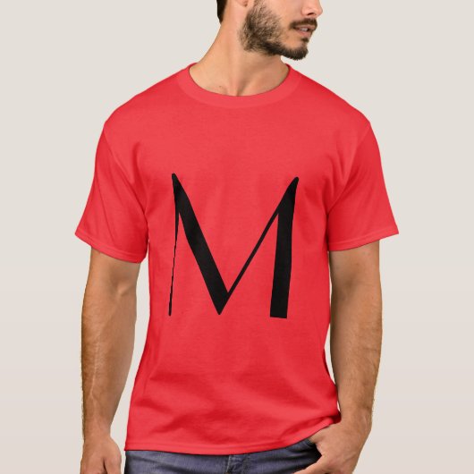Monogram Red Black Modern Voeg Jouw naam Initiaal  T-shirt (Voorkant)