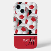 Monogram Red Black Voetbal Patroon Case-Mate iPhone Case (Achterkant)