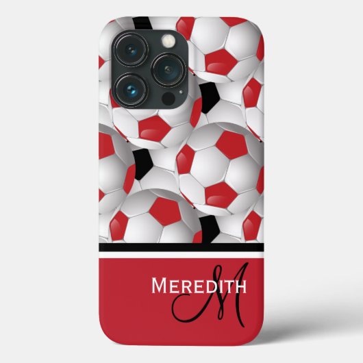Monogram Red Black Voetbal Patroon Case-Mate iPhone Case (Achterkant)