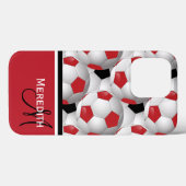 Monogram Red Black Voetbal Patroon Case-Mate iPhone Case (Achterkant (horizontaal))