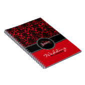 Monogram Red Black White Damask Wedding Planner Notitieboek (Rechterzijde)