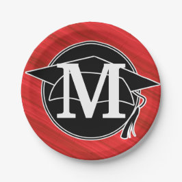 Monogram Red Black White Gradup Papieren Bordje