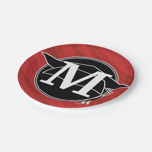 Monogram Red Black White Gradup Papieren Bordje (Gekanteld)