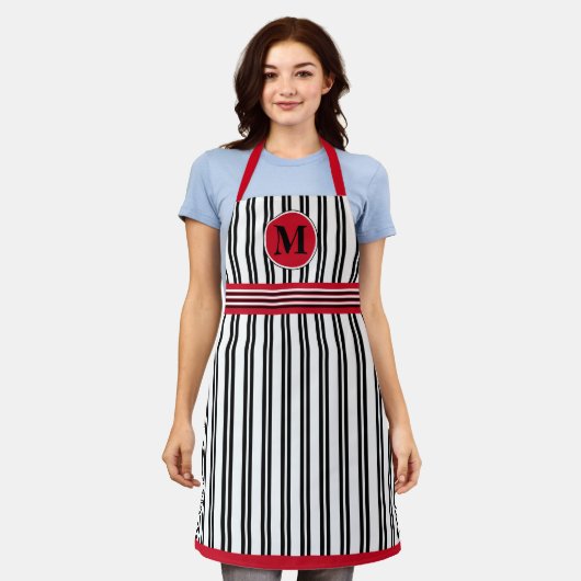Monogram Red Black White Stripe Line Patroon Schort (Gedragen)