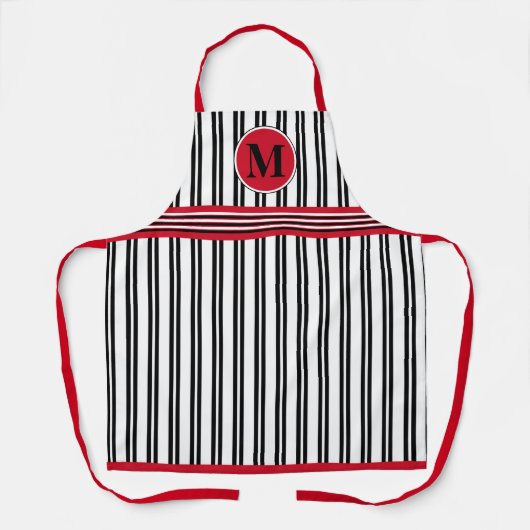 Monogram Red Black White Stripe Line Patroon Schort (Voorkant)