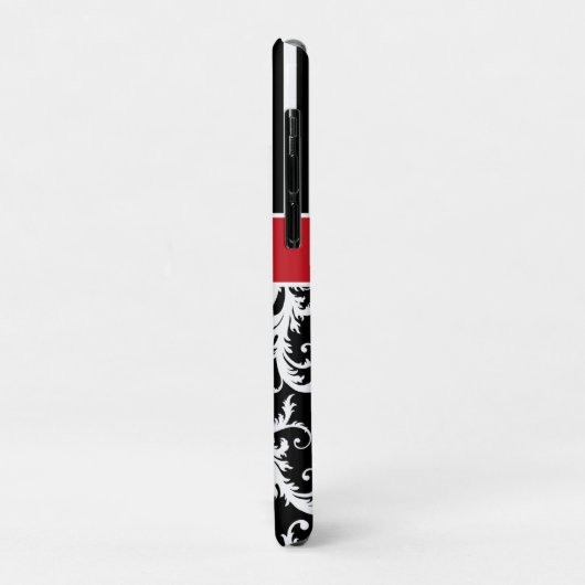 Monogram Red Black White Striped Damask Case-Mate iPhone Case (Achterkant/links)