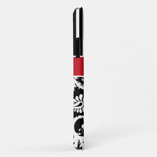 Monogram Red Black White Striped Damask Case-Mate iPhone Case (Achterkant/rechts)