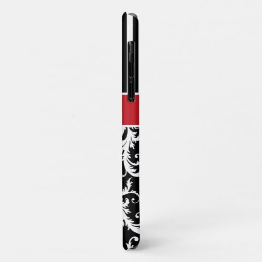 Monogram Red Black White Striped Damask Case-Mate iPhone Case (Achterkant/links)