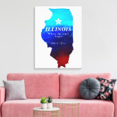 Monogram Red Blue Glitter Map of State of Illinois Canvas Afdruk (Insitu (Woonkamer))