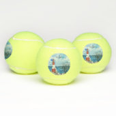 Monogram Red & Blue Lighthouse Waterverf Scene Tennisballen (Multi)