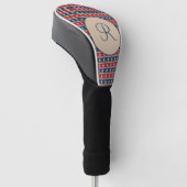 Monogram Red Blue Tan Stars Strips Patriottisch Golfheadcover (Schuin)