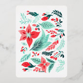 Monogram Red Bow Wreath Christmas Party Gold Folie Feestdagenkaart (Achterkant)